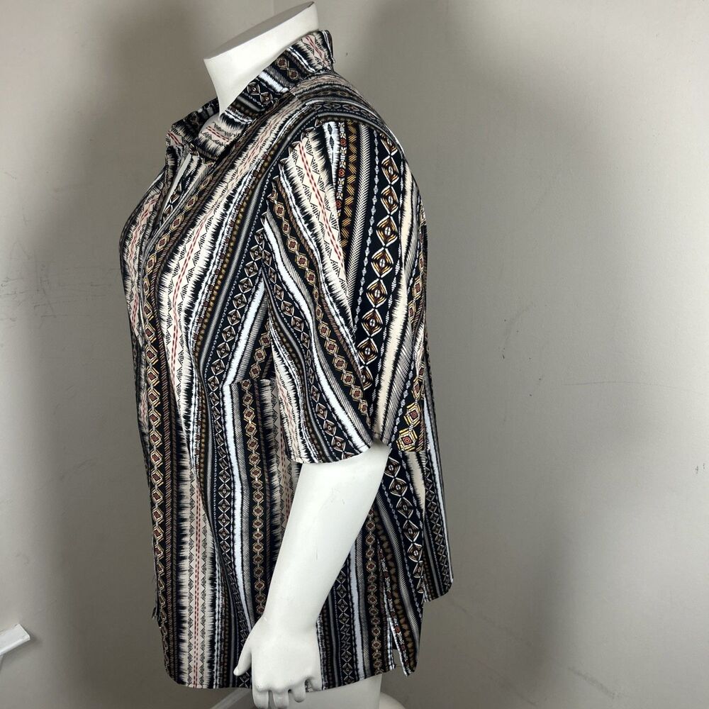 Catherines Button Front Top 3X Aztec Stripe Boho Resort Casual Festival Vacation - Picture 5 of 9